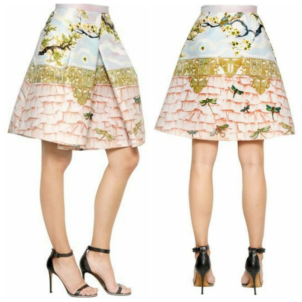 Piccione
Birds Print Pleated Skirt  Size 42